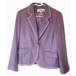 RENA Rowan Sz 14 Blazer Purple Tweed Lavish Long Sleeve One Button Front